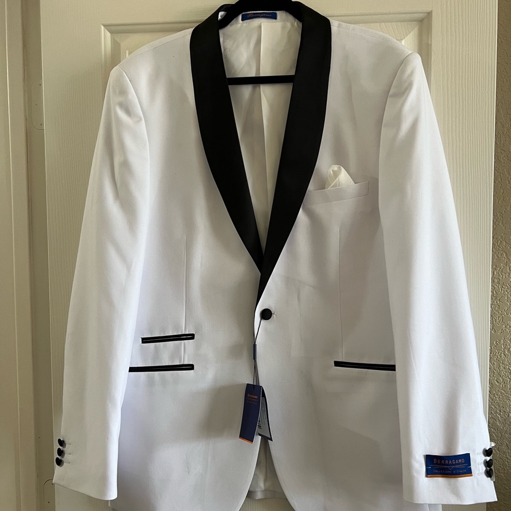 White and black mens blazer